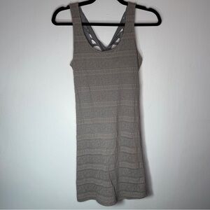 Free People Taupe Stretch Knit Mini Dress Strappy Back Boho Size Small